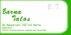 barna talos business card